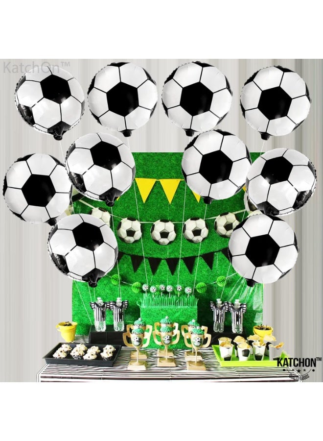 KATCHON Soccer Balloons -18 Inch Balloons pack of 10 | Soccer Birthday Party Decorations , Sports Themed Party Decorations | soccer decorations For Party With Black And White balloons - Image 2